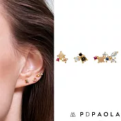 PD PAOLA 西班牙時尚潮牌 繽紛調色盤彩鑽耳環三件組 925純銀鑲18K金 LA PALETTE