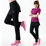 【遊遍天下】MIT女款吸排彈力假兩件長褲(瑜珈/運動/健身/路跑(GP1015)M黑色