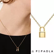 PD PAOLA 西班牙時尚潮牌 鎖頭項鍊 925純銀鑲18K金 BOND GOLD 金色