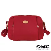 【OMC】日雜風休閒三主袋側背斜背包 紅色