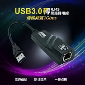 USB3.0轉RJ45網路轉接線(RJ-07) 傳輸速率達1000Mbps!黑色