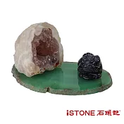 石頭記 療癒寶庫 (貔貅+迷你聚寶盆組) 辦公桌景觀擺飾綠瑪瑙