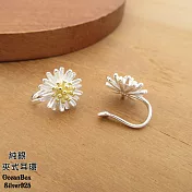 雙色雛菊花朵925純銀夾式耳環.無耳洞可戴