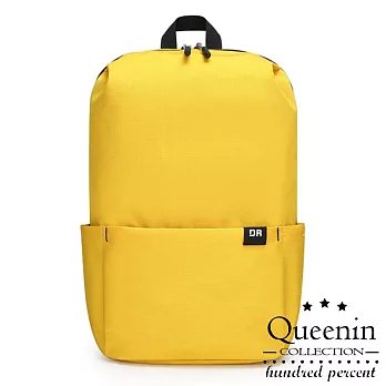 DF Queenin日韓 - 日系極簡超輕量尼龍休閒後背包-共6色黃色
