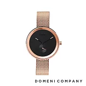 DOMENI COMPANY 經典系列 316L不鏽鋼單眼錶 爵仕黑 (RGM01-32) 玫瑰金色/32mm