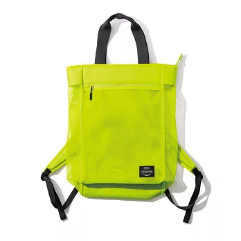 日本 KiU 112935 螢光黃 側背後背2用大容量托特包: 一包變兩包, 內袋可抽出變防水購物袋