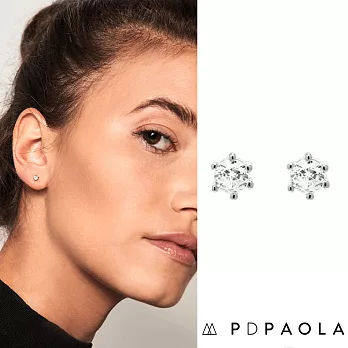 PD PAOLA 西班牙時尚潮牌 銀色單鑽耳環 經典六爪白鑽耳環 925純銀 NORA