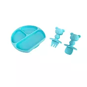 【Sprourtee Baby】寶寶學習餐盤組(餐盤+餐具)-藍色
