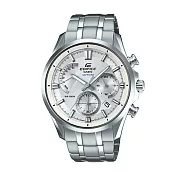 CASIO 卡西歐 EDIFICE EFB-550D 時尚扇形儀錶板設計真三眼鋼帶手錶 - 7A 白色