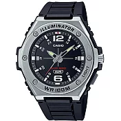 【CASIO 卡西歐】重工業風金屬錶圈指針錶-黑面(MWA-100H-1A)