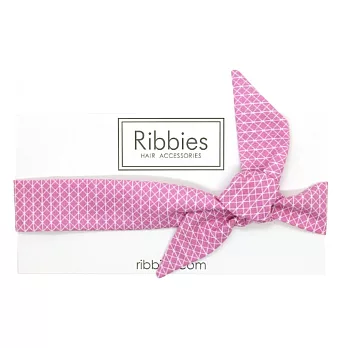 英國Ribbies 成人蝴蝶結髮帶-粉紅幾何圖形