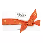 英國Ribbies 成人蝴蝶結髮帶-珊瑚紅金點點