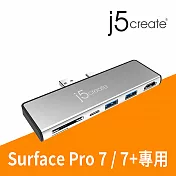 j5create Surface™ Pro 7 專用 Gen2 二代超高速多功能擴充基座-JCD324灰