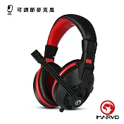 【MARVO魔蠍】 H8321 人體工學電競耳罩式耳機 黑紅