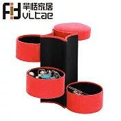 Fit Vitae羋恬家居 絨布直筒三層珠寶飾品小物旅行收納盒(正紅)