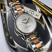 COACH蔻馳精品錶,編號：CH00005,34mm圓形銀精鋼錶殼銀白色錶盤精鋼金銀色錶帶