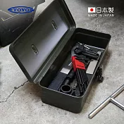 【日本TOYO】T-320 日製方型提把式鋼製單層工具箱 -岩黑