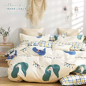 《DUYAN 竹漾》台灣製 100%精梳純棉雙人加大床包三件組-小鴨河塘