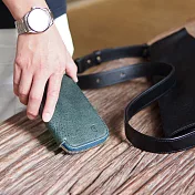 CLEDRAN｜品味好質感 日本職人手作拉鍊植鞣牛皮兩折中夾/皮夾藍色