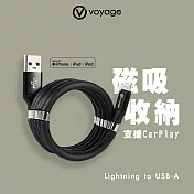 VOYAGE Magic SNAP! 魔磁 Apple MFi認證快速充電傳輸線(USB-A to Lightning 1M) 黑