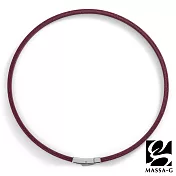 MASSA-G Leather2 仿皮革紋鍺鈦能量項圈(4mm)45cm紅色項圈-銀扣