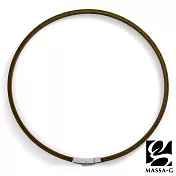 MASSA-G Leather2 仿皮革紋鍺鈦能量項圈(4mm)45cm墨綠色項圈-銀扣
