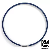 MASSA-G Leather2 仿皮革紋鍺鈦能量項圈(4mm)45cm藍色項圈-銀扣