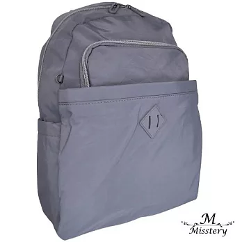 【Misstery】後背包防潑水面料可置於行李箱拉桿後背包-灰灰