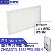 【適用3M淨呼吸Slimax超薄型】8坪空氣清淨機HEPA含活性碳替換用濾網CHIMSPD-188F CHIMSPD-188WH