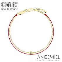 【Angemiel 安婕米】雙層紅繩銀鍊手鍊-燦爛 金色