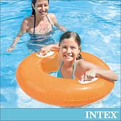 【INTEX】亮彩雙握把充氣泳圈-直徑76cm-3種顏色可選_適8歲以上(59258)桔色