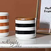 【Homely Zakka】北歐簡約幾何帶蓋陶瓷密封罐/儲物罐/收納罐_黑條紋