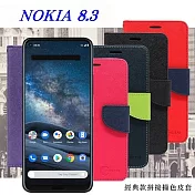 NOKIA 8.3 5G 經典書本雙色磁釦側翻可站立皮套 手機殼 側掀皮套 可插卡 可站立黑色