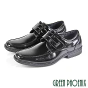 【GREEN PHOENIX】男 紳士皮鞋 商務皮鞋 素食皮革 金屬扣 沾黏式 輕量 EU39 黑色
