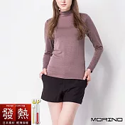 【MORINO摩力諾】日本素材女性發熱長袖立領/半高領衫3入組 M-L 咖啡