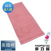 【MORINO摩力諾】美國棉五星級緞檔毛巾6入組 豆紅