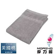【MORINO摩力諾】美國棉五星級緞檔浴巾 灰紫