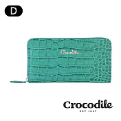 【Crocodile】鱷魚皮件 Super Gaucho系列 真皮 皮夾 12卡 2拉鍊袋 拉鍊包 拉鍊長夾 手拿包 0116-14105[鱷魚壓紋]綠色
