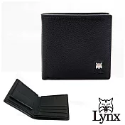 Lynx - 美國山貓進口軟式牛皮3卡零錢式左右翻短夾黑色