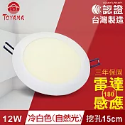 TOYAMA特亞馬 12W超薄LED崁燈 挖孔尺寸15cm-三色可選 冷白色(自然光)