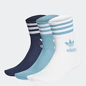 Adidas ORIGINALS 男女 三葉草中筒襪 3 雙入M藍