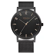 OBAKU 城市探索紳士時尚腕錶-全黑