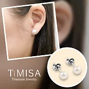 【TiMISA】珍愛奇蹟-白珍珠(L) 純鈦耳針一對