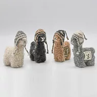 Andean 秘魯工匠手工針織羊駝家飾娃娃-2071UH-4入-自然原色系列