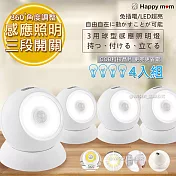 【幸福媽咪】360度人體感應電燈LED自動照明燈/壁燈(ST-2137)三用/人來即亮【４入組】