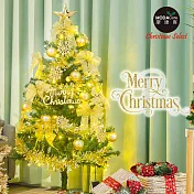 摩達客耶誕-4尺/4呎(120cm)特仕幸福型裝飾綠色聖誕樹 金色年華系配件+50燈LED燈暖白光*1(附控制器/本島免運費)