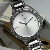 ANNE KLEIN安妮克萊恩精品錶,編號：AN00563,32mm圓形銀精鋼錶殼銀色錶盤精鋼銀色錶帶