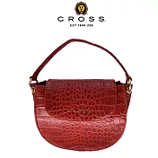 【CROSS】台灣總經銷 限量1折 頂級頭層牛皮鱷魚紋手提包側背包 全新專櫃展示品 (紅色)