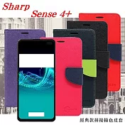夏普 Sharp sense 4 plus 經典書本雙色磁釦側翻可站立皮套 手機殼 可插卡 可站立 側掀皮套桃色