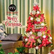 摩達客耶誕-4尺/4呎(120cm)特仕幸福型裝飾綠色聖誕樹+銀白熱情紅系配件+50燈LED燈暖白光*1(附控制器/本島免運費)